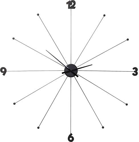 Kare Design Wanduhr Like Umbrella, Schwarz, 100cm Durchmesser, Uhr, Modern, Minimalistisch, Aluminiumgestell, rund, Batterie nicht inklusive