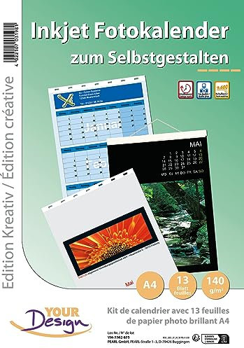 Your Design Kalenderpapier: Fotokalender-Set A4 hoch (140g/m²) (Kalenderset, Inkjet Fotokalender, Tischkalender zum Selbstgestalten)