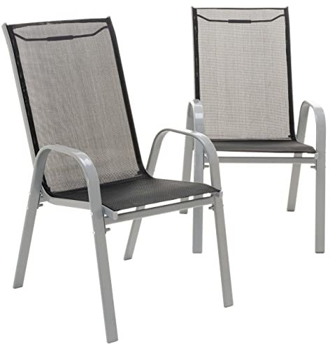 Nexos 2er Set Gartenstuhl Stapelstuhl Stapelsessel Hochlehner Terrasse anthrazit