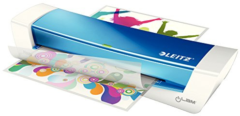 Leitz A4 Laminiergerät, Für 80 bis 125 mic Laminierfolien, inkl. Laminierhüllen Starterkit, Ideal für den Einsatz im Home Office, kleinen Büros & Schule, Blau, iLAM, 73680036
