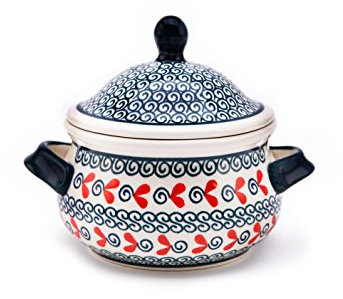 Bunzlauer Keramik syltgryta/soppkopp/smörjkruka/honungsgryta, 0,45 liter i dekor 1138