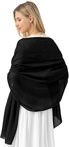 bridesmay Damen Halstuch Sommer Schal Festliche Stola für Abendkleid Hochzeit Chiffon Silk Scarf Schwarz Black S