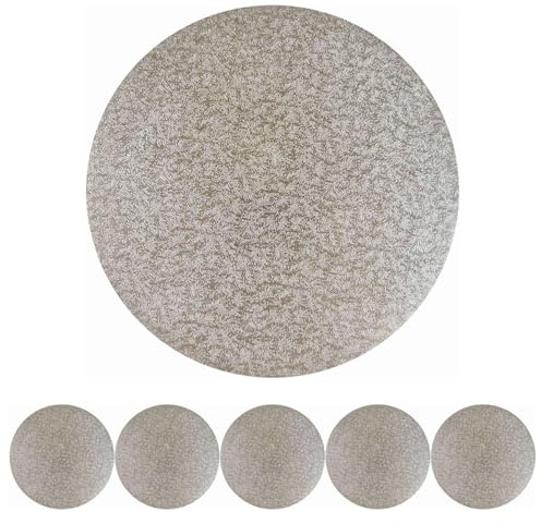 Cake Company dünne Tortenplatte rund 35 cm Ø | 5 Stück, 3mm dick | Cake Board rund silber | auch für dicke und mehrstöckige Torten | hochwertige Alukaschierung