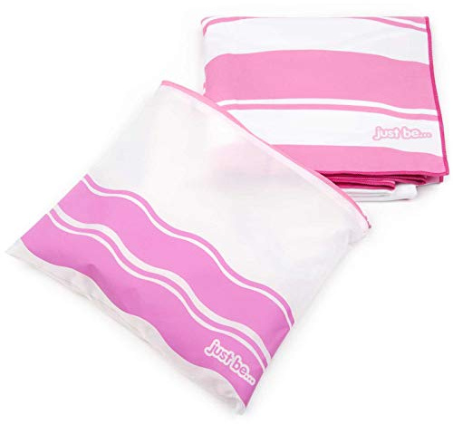 just be... Strandtuch aus Mikrofaser – Wellen-Motiv – Rosa – groß 160 x 80 cm