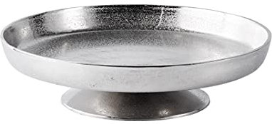 Dekoteller Schale Servierplatte Aluminium Deko Dekoration Silber Luxus - Moderne Dekoschale aus Metall - Tischdeko Hochzeit - Weihnachtsdeko für Wohnzimmer, Esszimmer oder Küche - XXL 40 cm