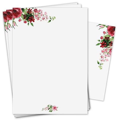Set di carta da lettera | carta intestata con busta | DIN A4 | stampata acquerello vintage floreale | amore matrimonio San Valentino invito | dv440