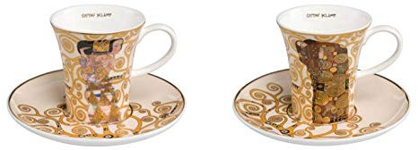 CREAFLOR HOME 2X Gustav Klimt Espressotassen Die Erwartung + Die Erfüllung Goebel Porzellan