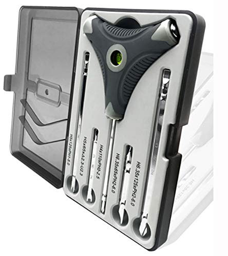 6-in-1 Ratschenschraubendreher Set, Torx Schlüssel Satz Schraubendreher Schraubenzieher, Doppelzweck-doppelkopfschraubendrehersatz mit Dreieckigem Griff