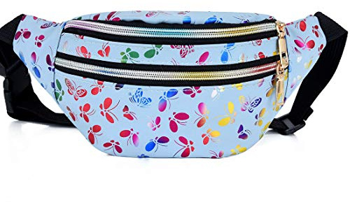 Estwell Gürteltasche Damen Bauchtasche Mode Hüfttasche Wasserdicht PU Leder Handytasche Verstellbarer Sports Tasche Blume Tailletasche für Joggen Festival Laufen Radfahren Reisen