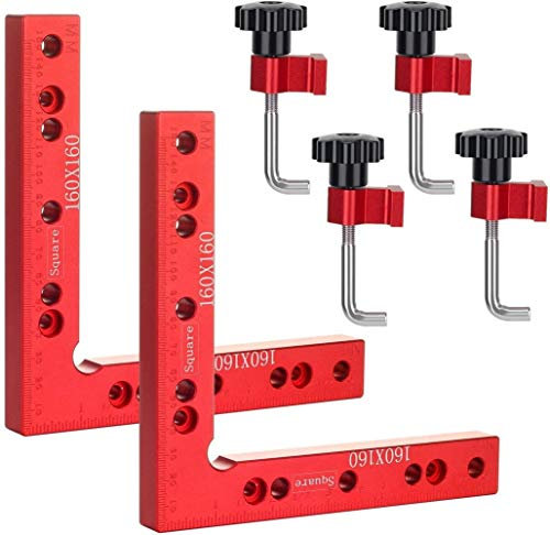 Lagaga Lot de 2 colliers de serrage carrés à 90 degrés en alliage d'aluminium de type L avec 4 colliers de serrage pour le travail du bois 160 x 160mm(6.3'')