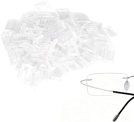 Agatige 100 pezzi Manicotti per montature senza montatura, naselli per occhiali Manicotti a compressione in plastica trasparente per accessori di fissaggio per occhiali senza montatura - 3 tipi