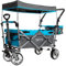 IMLEX Bollerwagen faltbar mit Dach IM-4268 Azurblau | Hohe Stabilität, 1X 3-Punkt Gurtsystem | Handwagen klappbar mit Schiebegriff ideal für 2 Kinder