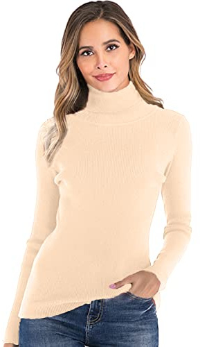 Enjoyoself Donna Maglione Elegante Collo Alto Maniche Lunghe Pullover Accollato Maglia a Maglieria Dolcevita Classico Invernale