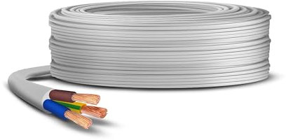 Primes DIY 3 Core Round White Flex Flexible Cable, stranded electrical copper wire, Insulated Flexible PVC Wire, Stranded Wire High Temperature Resistance, 3182Y BASEC Approved 2.5mm(1 Meter)