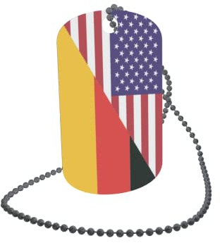 U24 Dog Tag Erkennungsmarke ID Tag an Kette Flagge USA-Deutschland Alu 30 x 50 mm