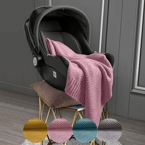 wometo Babydecke Strickdecke Oeko-TEX Wolle-Look rosa 70x100