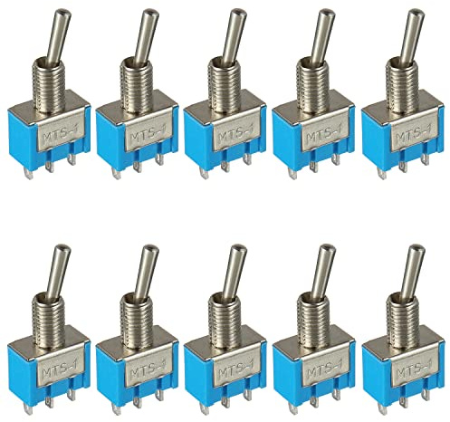 HUAREW SPDT Mini interruttore a levetta MST-102 AC 125V 6A / 250V 3A ON-ON 3 pin 2 posizioni, interruttore a levetta di bloccaggio a bilanciere marino per Arduino Auto Truck Boat Switch 10Pcs