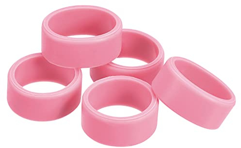 sourcing map Silicone Rubber Bands Rings Non-slip 1 Pink for Wrapping Paper, Cord Wraps, Bundle 5pcs