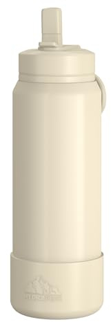 Hydrapeak 26oz Sport Insulated Water Bottle with Straw or Chug Lid, Leak & Spill Proof, Keeps Drinks Cold for 24 Hours, Hot for 12 Hours, Premium Stainless Steel Water Bottles (26oz, Modern Cream)