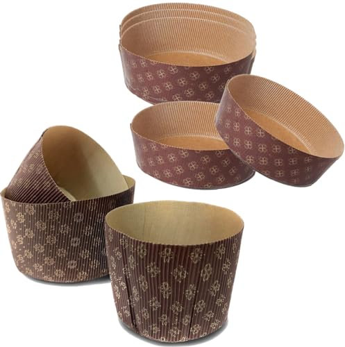 MAQA 10 pcs Moule à Panettone Bas et Haut de 750 g et 1 kg, Pirrottini Panettone en Papier, Moule pour la Cuisson du Panettone Basso/1 KG