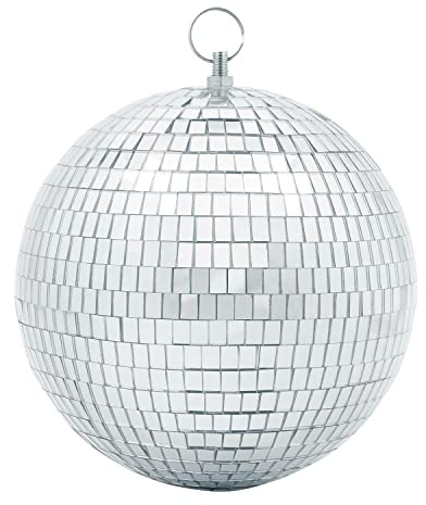 Spiegel-Discokugel-Dekoration mit hängendem Ring, 20,3 cm, groß, silberfarben, Discokugel, Ornament für Disco-Party-Dekorationen, 70er-Jahre-Motto-Party, DJ, Hochzeit, Geburtstag, Weihnachten