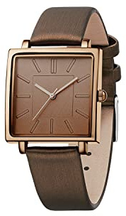 SURVAN WatchDesigner Women Watch Ladies Fashion Dress Japanese Movement Quartz Wrist Watch Square Dial Strip Nail Surface Waterproof Coffee Strap(Brown)