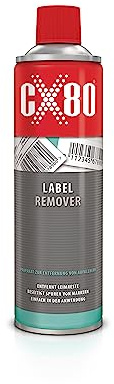 CX80 | Label Remover – Etikettenentferner für Kleberückstände, Marker- und Aufkleberreste | Geeignet für Metall, Glas, Kunststoff, Leder und Papier | 500 ml Spray