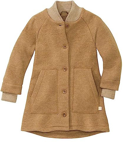 Disana WALK-MANTEL Kinder - 100% Bio-Merino, Wollwalk – atmungsaktiv & warm - Mädchen Gr. 86 – 140 - nachhaltig & fair – schick & mit 2 großen Taschen – made in Germany | Karamell Gr. 86-92