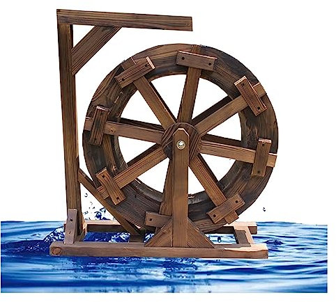 Decoración de jardín de madera Fuente de agua Fuente de rueda Terraza Jardín Característica de agua Rueda de Feng Shui/Bomba de agua de campo retro Fuente de diseño, Balcón Jardín Jardín ( Size : 50cm