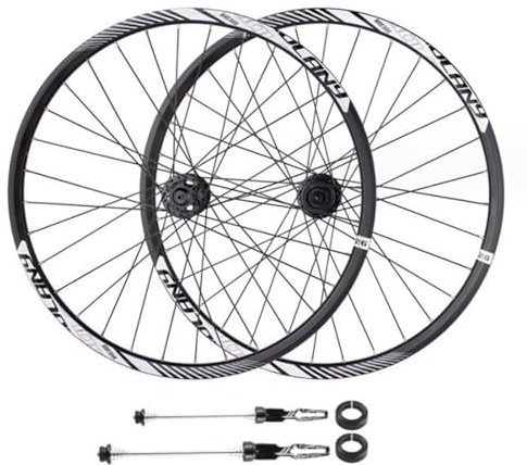 ZECHAO 26/27,5/29 Zoll MTB Fahrrad Laufradsatz,Schnellspanner/Steckachse Doppelter Verwendungszweck 32 Löcher Fahrradnabe Vorne 2 Hinten 4 Lager Doppelwandige Felgen Wheelset (Color : Black, Size :