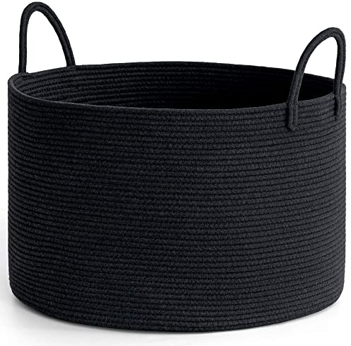 TIMEYARD 83L Extra Large Laundry Basket Woven Rope Storage Basket Black