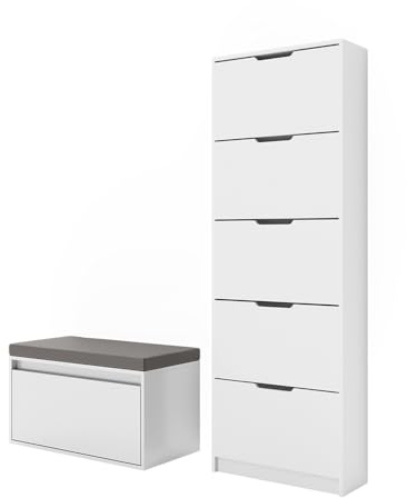 Vicco Shoe tipper Luca, White, 2 parts, with bench seat