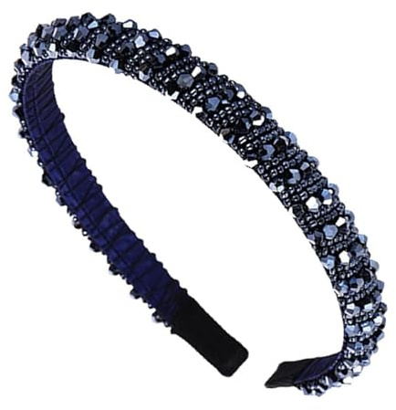 Ryaupy Elegante Dunkelblau Geflochtene Wulst Kette Haarreif - Haarreif für Damen mit Kristallperlen - Stirnband Partei Abschlussball