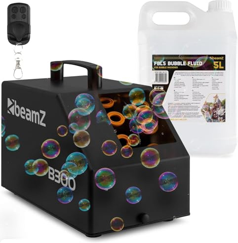 BeamZ B300 Seifenblasenmaschine Hochzeit 5L Fernbedienung 25W Schwarz | 10.000 Bubbles/Min, Luftblasenmaschine, Bubblemaschiene, Seifenblasen, Maschine, Machine, Bubble