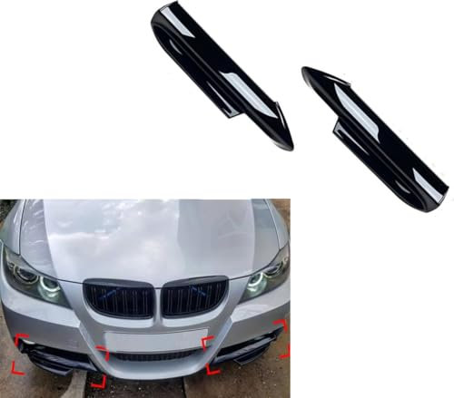 KIUYNHMSI Auto Frontspoiler für BMW-3 Series E90 E91 320i 330i 2005-2008, Frontstoßstange Lippe Splitter Diffusor Kit Protector Außenzubehör,A/Glossy Black
