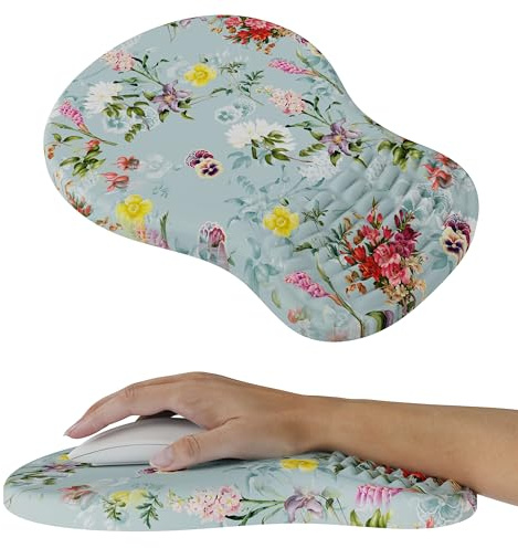 MEKASS Tapis de souris ergonomique avec repose-poignet, tapis de souris en mousse à mémoire de forme pour soulager la douleur du canal carpien, support de poignet pour ordinateur de bureau avec base