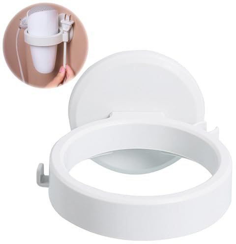 QianFenShi Support Seche Cheveux,Porte Seche Cheveux sans Percage,Porte Seche Cheveux Mural,Porte Seche Cheveux,Support de Sèche-Cheveux Autocollant sans Percer,pour Salle de Bain Et Toilettes(Blanc)