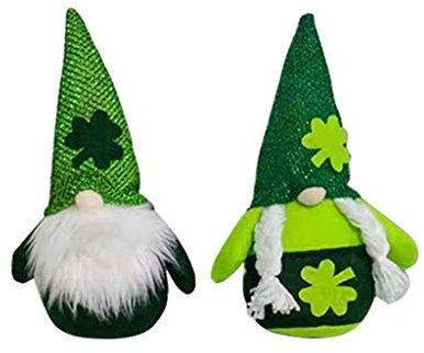 MDHQ Leprechaun irlandais Nisse en peluche naine suédoise scandinave pour la fête du Paddy irlandais, décoration de table de maison, lot de 2