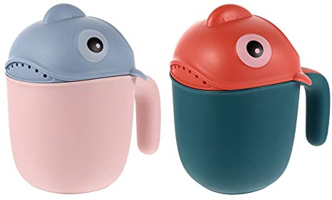 MAGICLULU Baby-badewannen-spülbecher 2er-Set Shampoo-Schaufel Sprinkler Einfach Zu Verwenden Schützt Die Augen des Babys Lustiger Hai-Stil