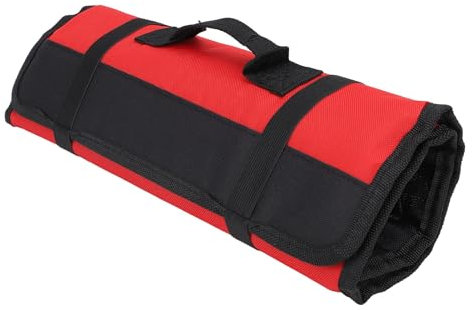 20 Slots Knife Bag Canvas Portable Cutlery Storage Holder Roll for Chef Forks and with Camping Traveling Home Kitchen (Red)