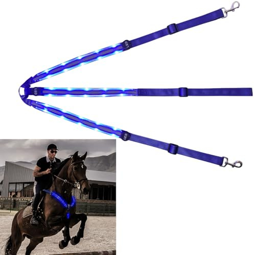 LED Pferdegeschirr Verstellbar Luminous Horse Vorderzeug Brustgurt für Pferde für den Pferdesport(Blau)
