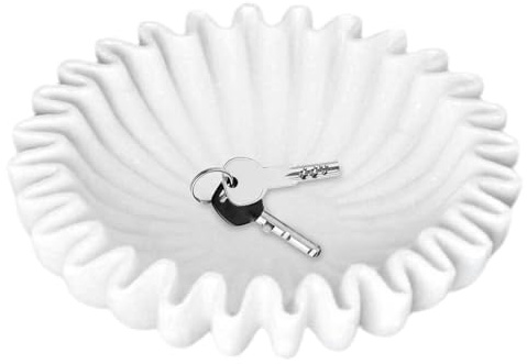 Generisch Rüschenschale Dekoration, Harz-Marmorschale, Geriffelte Dekorative Schale mit Rüschen, Handgefertigte Marmor-Rüschenschale, Antik Design Rüschenschüssel zum Servieren und Home Decor