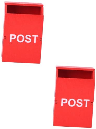 DIYEAH 2 Pcs Mini Boys and Girls Letter Box Toy Post Box Wooden Mailbox Model Boys and Girls Room Decor