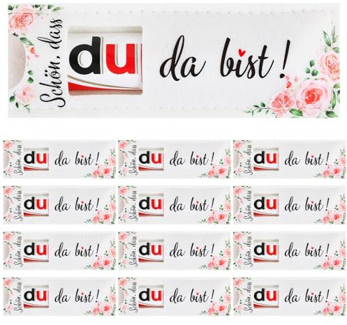 BOFUNX 24pcs Schön dass du da bist Gastgeschenke Hochzeit Blumen Muster Hülle Filz Geschenk für Schokolade Verpackung Gastgeschenk für Hochzeit Geburtstag Abschluss Kommunion Konfirmation Taufe