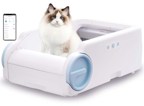 Lettiera per gatti autopulente, aperta, anti-pizzico e senza odore, controllo remoto tramite applicazione, utilizzabile immediatamente tramite (Scatola Lettiera per gatti)