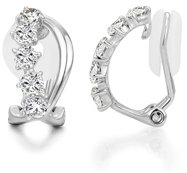 PHNIBIRD Ohrclips Damen ohne Ohrlöcher mit Cubic Zirkonia Silber und Roségold Raffiniert und elegant Modeschmuck Ohrringe Besondere Geschenke für Frauen