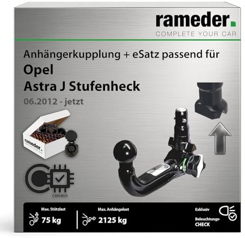 Anhängerkupplung abnehmbar Oris passend für Opel Astra J Stufenheck Typ 69 Baujahr: 2012-jetzt inkl. 13 poligem spezifischen CAN-Bus Elektrosatz | rameder. Komplettsatz - AK41