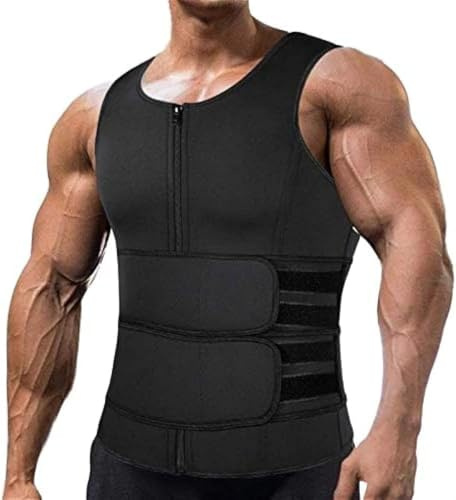 Chaleco De Control De Abdomen Moldeador De Cuerpo para Hombre con Cinturón De Entrenador De Cintura Neopreno Abdomen Faja Sin Mangas Cinturón Abdominal para Hombres Sauna Sweat Belt, Black, 3XL