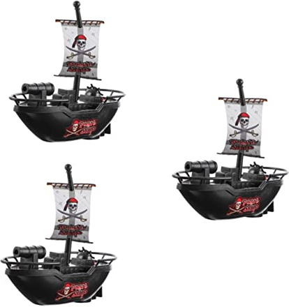 BESTonZON Maquette De Bateau Pirate Électrique 3 Pièces pour Garçon Et Filles, Jouet De Bain en Plastique Sûr, Jeu De Bateau Pirate pour Piscine Et Salle De Bain, Jouet d'eau Éducatif Et Ludique