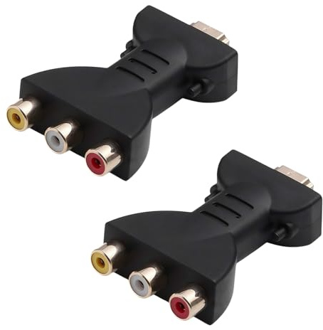 WaigN 2Pcs Black HDMI to 3-RCA AV Converter | Male to Female Adapter for TV, DVD and Home Audio | Plug-and-Play HDMI to RCA Solution